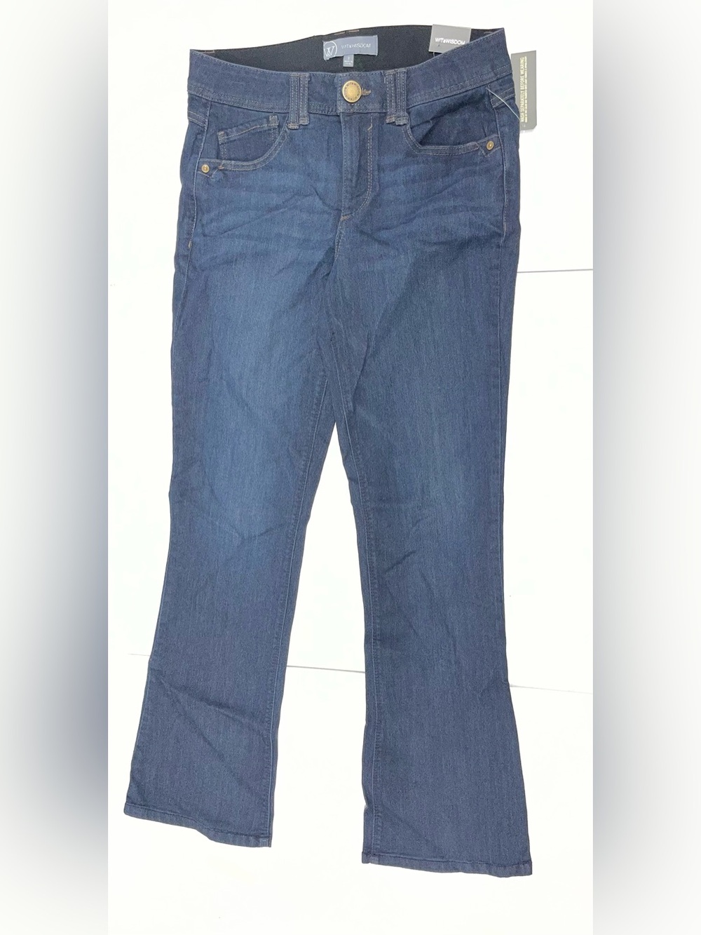 NEW Wit & Wisdom Women’s Dark Blue Stretch Boot Cut Jeans Size 8